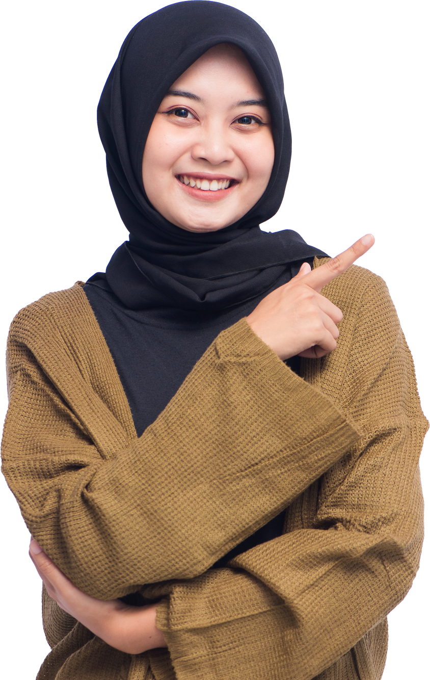 Happy Young Hijab Woman Pointing Isolated