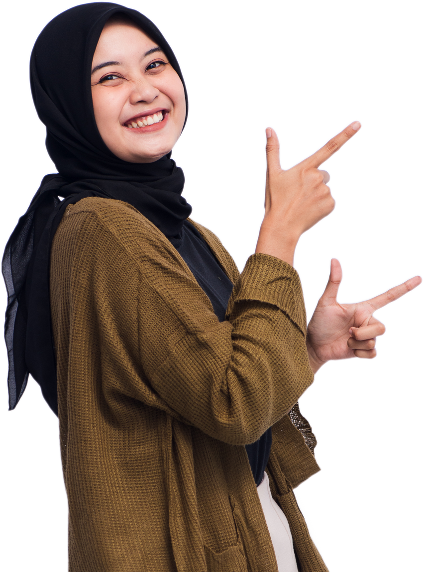 Happy Young Hijab Woman Pointing Isolated